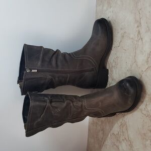 Clark's Midcalf Brown Squear Heel Full Zip Womans Combat Boots Size 7